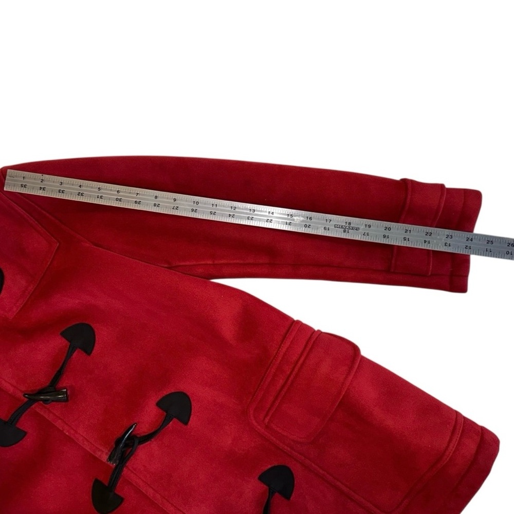 Ralph Lauren CHAPS Car Coat Women’s Faux Suede Red Hooded Cozy Jacket Size M - Picture 7 of 9